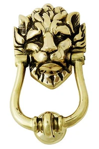 Castelion® Solid Brass Lion Head Smooth Door Knocker No 10 Downing St 23cm 9" - Picture 1 of 5