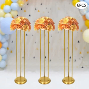 6 Pcs Decorative Flower Stand Modern Gold Columnar Flower Display Stand Set - Picture 1 of 19