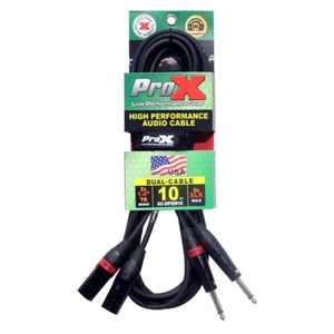 Pro X Dual 1/4TR Mono to Dual XLR Male 10FT High Performance Audio Cable - Picture 1 of 1