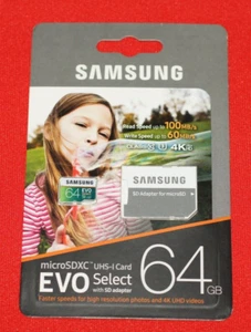 Tarjeta de memoria genuina Samsung MB-ME64G Micro SDXC UHS-I 64 GB totalmente nueva sellada - Imagen 1 de 5