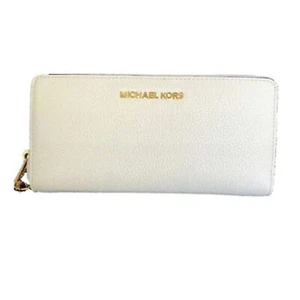Michael Kors Jet Set Travel Large Travel Leather Continental Wallet (Light Cream - Picture 1 of 8