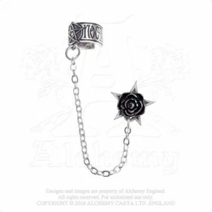 Alchemy Gothic Rosa Nocta Cuff Stud Chain Earring • Local Stock • Gothic - Picture 1 of 4