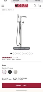 Delta T4768-FL Floor Mount Channel Spout Freestanding Tub Filler Trim Faucet - Picture 1 of 10