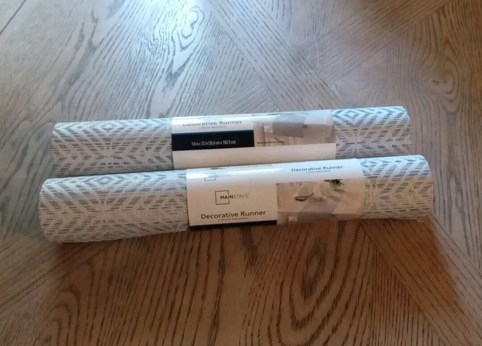 Mainstays Decorative Runner 14" x 72" Blue & White. Set Of 2 New With Tags - Image 1 of 4