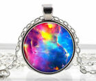 Colorful Universe Rainbow  Art Pendant Sterling Silver 925 Plated 20" Necklace