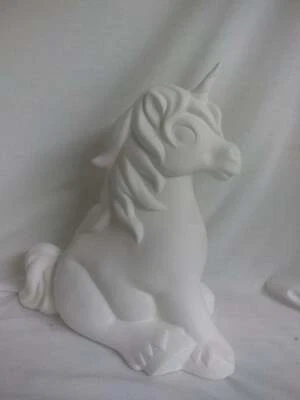 Unicorn Sitting 7" ceramic bisque ready to paint - Image 1 of 2