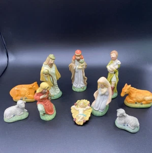 Vintage Nativity Set Hand Painted Jesus Mary 10 Count Christmas VTG 1980s - Picture 1 of 18
