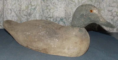 Vtg Patina Hand Carved Wood Rustic/Primitive Folk Art Duck Decoy! Missing 1 Eye - Image 1 of 4