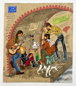 Claude "TO" Coullet Gouache, "Cloches d'Hier et d'Aujourd'hui", Nice, FR, 1965 - Picture 1 of 11