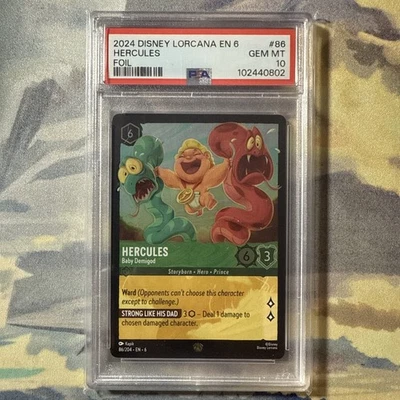 2024 Disney Lorcana EN 6 Hercules Foil "Baby Demigod" #86 PSA 10 Legendary - Image 1 of 2