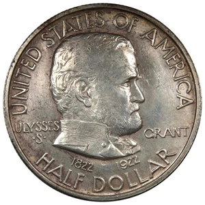1922 Grant Commemorative Half Dollar AU+ ALMOST UNC Details Cleaned A2585 - Picture 1 of 2