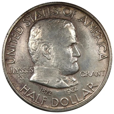 1922 Grant Commemorative Half Dollar AU+ ALMOST UNC Details Cleaned A2585 - Image 1 of 2