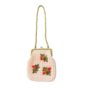 Vintage Magid 1960's White Rafia Straw Purse With Strawberries Made in Japan - Picture 1 of 10