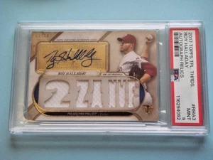 2017 Topps Triple Threads Roy Halladay Auto Relics Jersey #08/18 PSA 9 - Picture 1 of 2