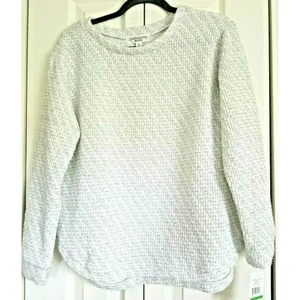 John Paul Richard Women's PL LS Sweater White Silver round Neck Petite L NWT - Picture 1 of 6