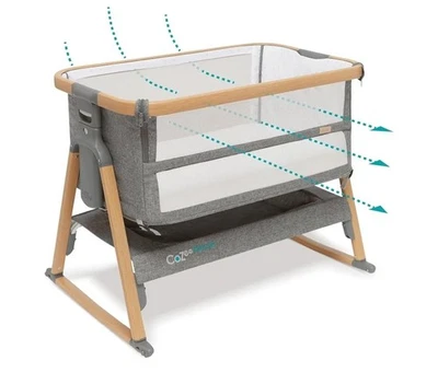 Tutti Bambini CoZee Air Bedside Crib Oak and Charcoal - 2112073590 - Image 1 of 4