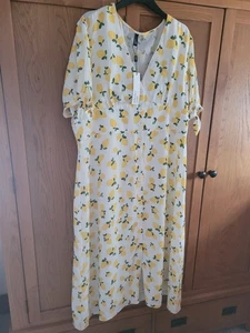 Gorgeous Nobody's Child Alexis Midi Lemon Fruit Print Summer Tea Dress Size 18 - Picture 1 of 19