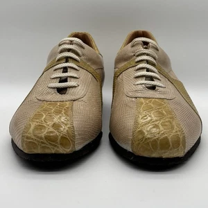 NEU Slick Exotica Herren echt Krokodil/Eidechse elegante Schuhe hellbraun/creme Größe 9 - Bild 1 von 9