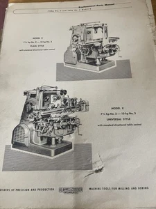 Kearney & Trecker Replacement Parts Manual for ModelK 7 1/2 hp No.2/10hp No.3 - Picture 1 of 3