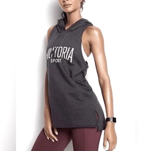 Victoria’s Secret Victoria Sport VSX Damen Hoodie anthrazitgrau ärmellos hellbraun - Bild 1 von 6