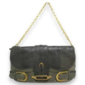 Borsa a tracolla pochette JIMMY CHOO pelle catena oro kaki 2 vie 36 cm usata - Foto 1 di 16