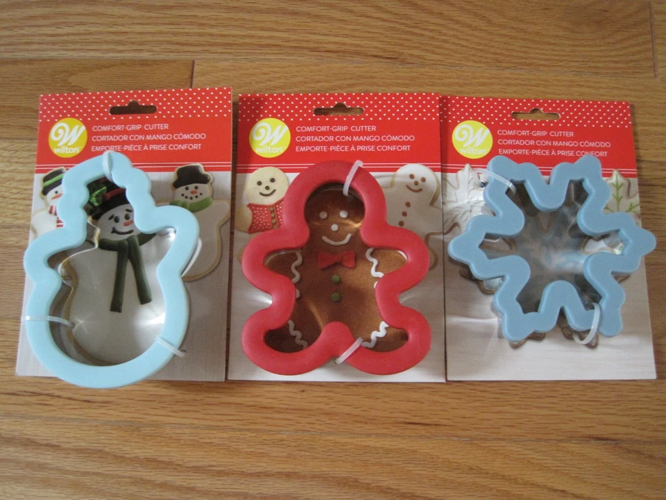 Cortadores de galletas Wilton de acero inoxidable cómodo agarre muñeco de nieve jengibre hombre copo de nieve Foto 1 de 1