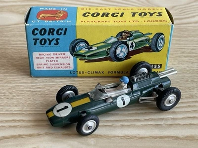 Juguetes Corgi vintage años 60 Nº 155, Coche de carreras Lotus Climax Fórmula 1, con caja. Foto 1 de 4