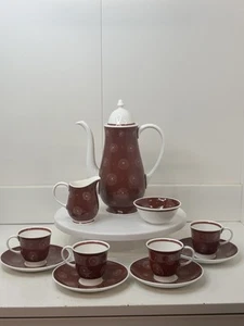 Vintage Susie Cooper Kaffeeservice für 4 Personen / Rot & Weiß Wirbel - Bild 1 von 11