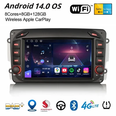 8+128GB Android 14 DAB+ Autoradio Navi Mercedes C/CLK/G/A Klasse W203 Viano Vito - Bild 1 von 4