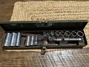 Vintage S-K 16pc 3/8” Drive SAE Socket Set w/ Deep & Shallow Sockets Box USA - Picture 1 of 11