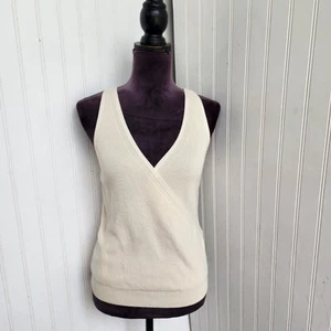 Banana Republic Chunky Ribbed Knit Vest Sleeveless Sweater Preppy Cream Top S - Picture 1 of 11