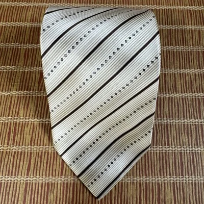 Dolcepunta 白色圆点条纹丝绸领带意大利状况完好 — 第 1/4 张图片