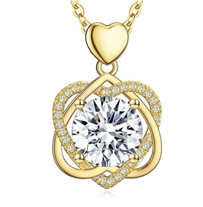 Infinity Love Moissanit Herz Anhänger Halskette, 18K vergoldet SS, 4 Karat - Bild 1 von 6