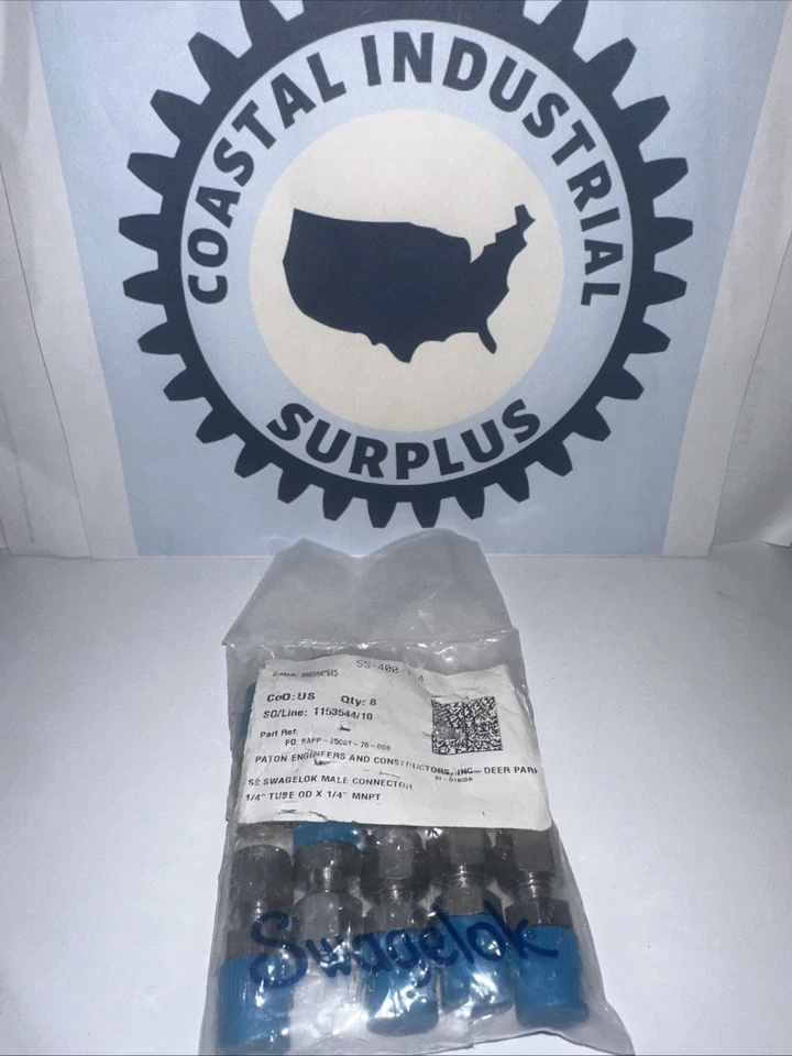 Lot of 8: Swagelok  1/4" X 1/4" Stainless Steel Tube Fitting SS-400-1-4 New - Image 1 of 4