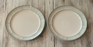 2 Denby England MIST FALLS piatto insalata/pranzo 9,5" bordo a righe sottili gres - Foto 1 di 8