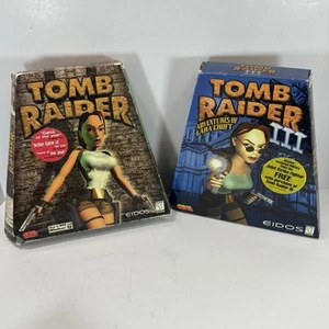 Tomb Raider/Tomb Raider 3 Trapezoid Box Big Box PC Juego De Colección 1996-Completo - Imagen 1 de 5