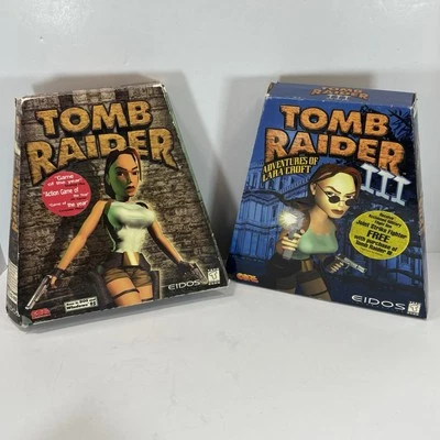 Tomb Raider/Tomb Raider 3 Trapezoid Box Big Box PC Game Vintage 1996-Complete - Image 1 of 4