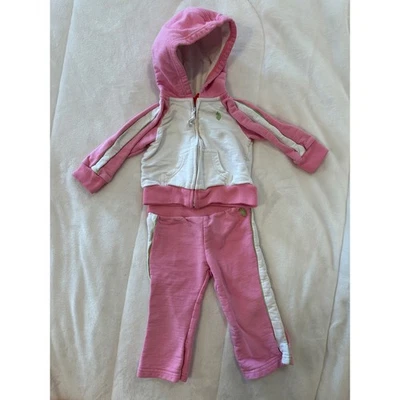 U.S. Polo Assn. 18M Pink Track Suit Set Baby Girl Outfit Hooded Jacket & Pants - Imagem 1 de 4