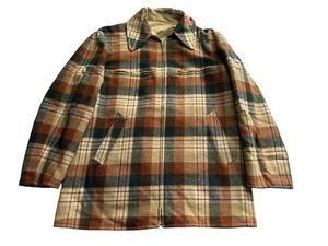 Beautiful Pendleton Wool Button Up Coat Reversible 50s Vintage Men's Xl - Picture 1 of 12