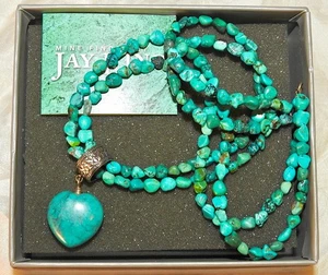 Jay King Turquoise Necklace Pendant Double Strands Sterling Silver Signed IOB - Picture 1 of 4