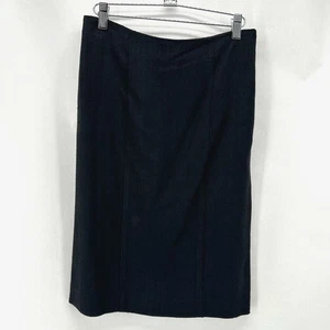 Olivier Theyskens Pencil Skirt Slub Linen Size 6 Black Preppy Designer Career - Picture 1 of 9