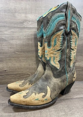 Corral Western Cowgirl Boots Embroidered Leather Southwestern Womens Size 11 M - Image 1 of 4