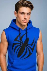 Scharlachrote Spinne blau Farbe ärmellos Pullover Hoodie - Thanksgiving Sale - Bild 1 von 3