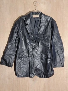 Jean Pierre Genuine Leather Jacket Men's 46 Collared Button Vintage Paris NY - Picture 1 of 16