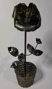 Antique 925 sterling silver texco mexico rose In Basket 58 Grams 1940's - Picture 1 of 13