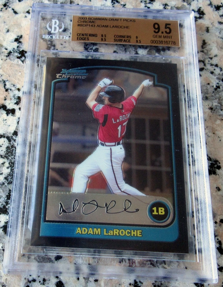 Tarjeta de novato ADAM LAROCHE 2003 Bowman cromada RC Braves BGS 9,5 POP 2🔥255 HRs🔥$$ Foto 1 de 2