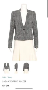SABA Cropped Tweed Blazer Size 8 Smart Business - Picture 1 of 8