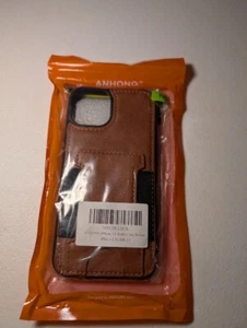 ANHONG iPhone 13 Wallet Case Braun Leder Flip Cover mit Kartenfach - Bild 1 von 2