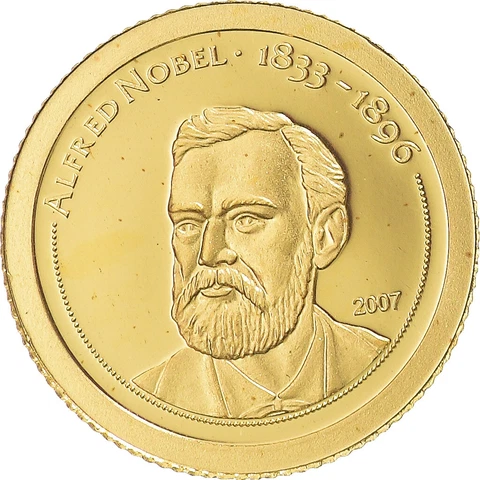 [#343926] Coin, Mongolia, Alfred Nobel, 500 terper, 2007, MS, G, old Cover
