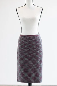 MISSONI Striped Knit Skirt IT 46 US 12 Pink Green Brown White Lined - Picture 1 of 6